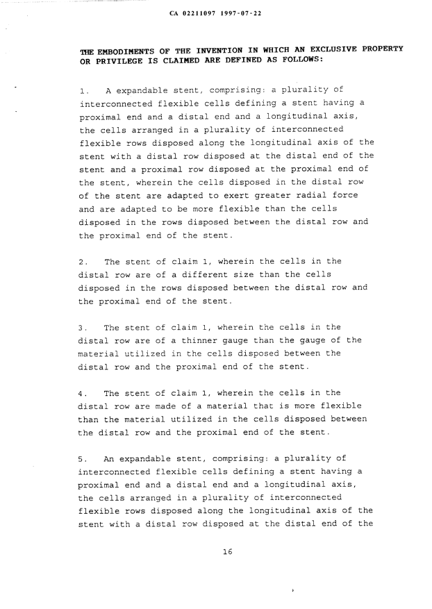 Document de brevet canadien 2211097. Revendications 19970722. Image 1 de 10