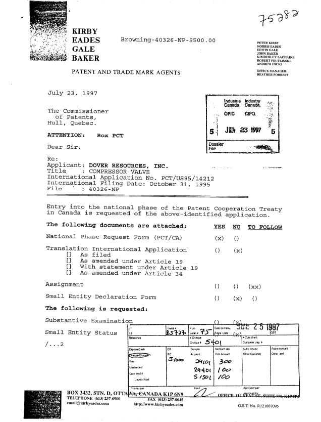 Document de brevet canadien 2211268. Cession 19970723. Image 1 de 4