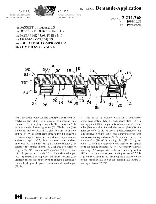 Document de brevet canadien 2211268. Page couverture 19971022. Image 1 de 1