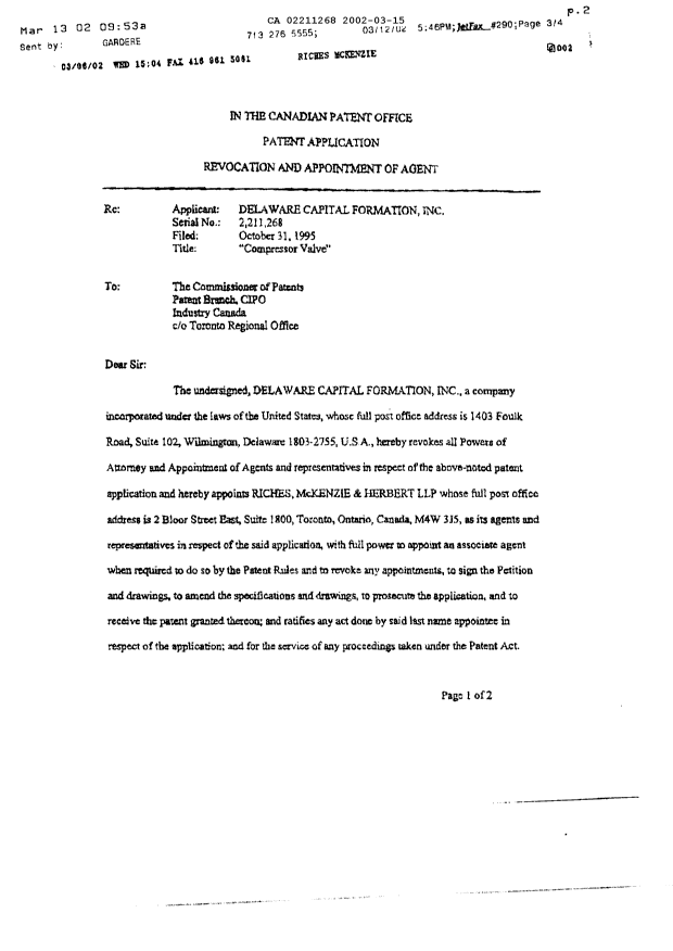 Canadian Patent Document 2211268. Correspondence 20020315. Image 2 of 3