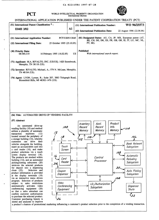 Canadian Patent Document 2211584. Abstract 19970728. Image 1 of 1