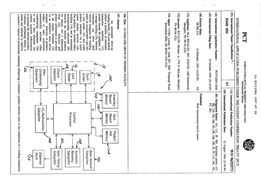 Document de brevet canadien 2211584. Abrégé 19970728. Image 1 de 1