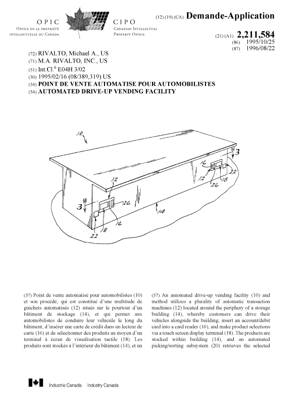 Canadian Patent Document 2211584. Cover Page 19971104. Image 1 of 2