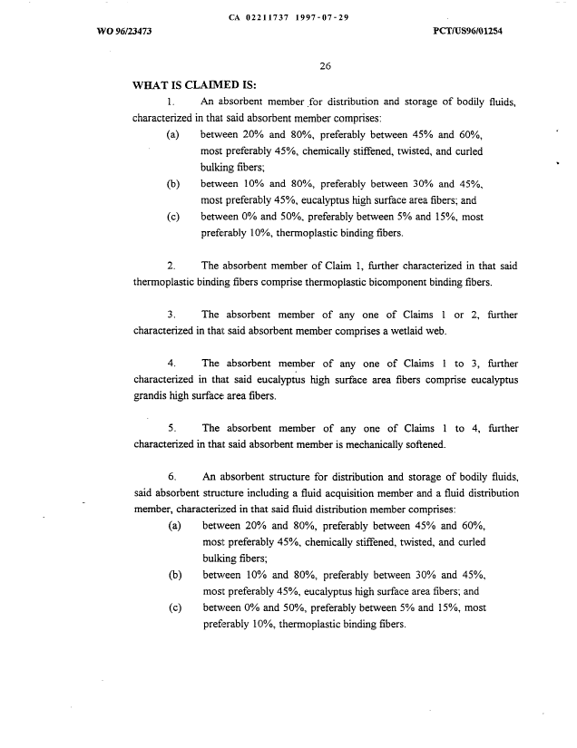 Document de brevet canadien 2211737. Revendications 19970729. Image 1 de 3