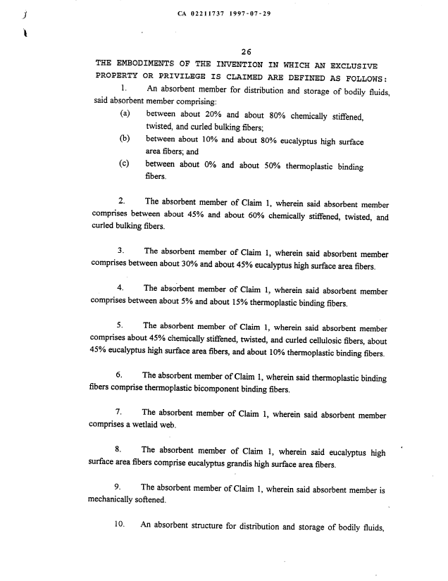 Document de brevet canadien 2211737. Revendications 19970730. Image 1 de 3
