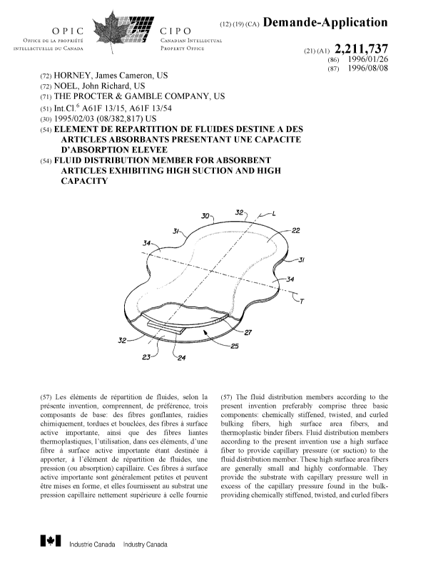 Document de brevet canadien 2211737. Page couverture 19971103. Image 1 de 2