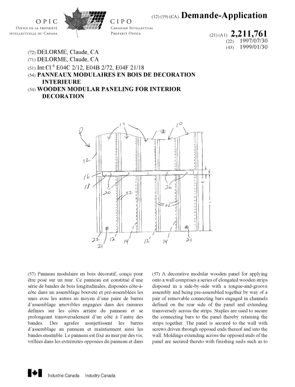 Document de brevet canadien 2211761. Page couverture 19990318. Image 1 de 2