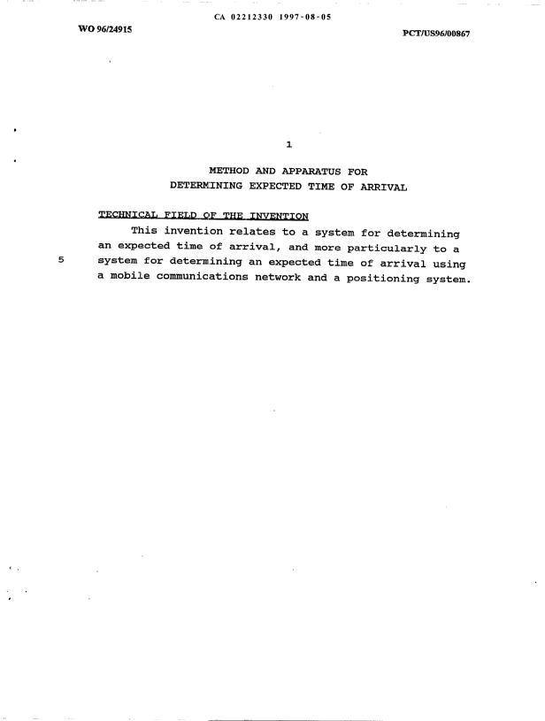 Canadian Patent Document 2212330. Description 19961205. Image 1 of 30
