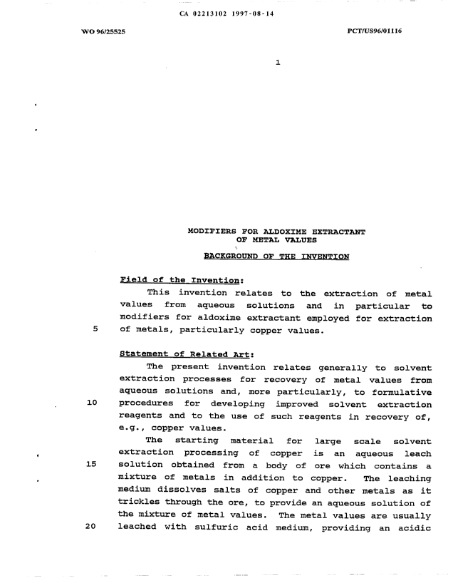 Canadian Patent Document 2213102. Description 19970814. Image 1 of 36