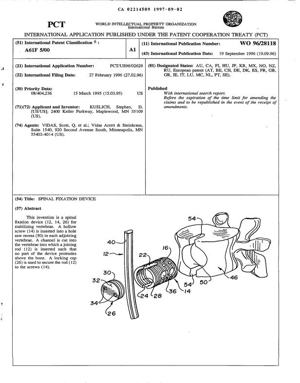 Canadian Patent Document 2214509. Abstract 19961202. Image 1 of 1