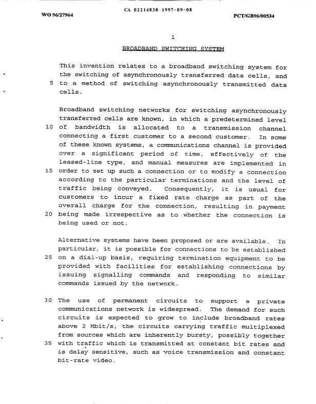 Document de brevet canadien 2214838. Description 19970908. Image 1 de 28