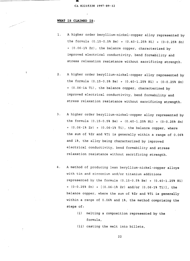 Document de brevet canadien 2215338. Revendications 19970912. Image 1 de 8