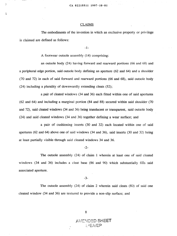Document de brevet canadien 2215511. Revendications 19971001. Image 1 de 3