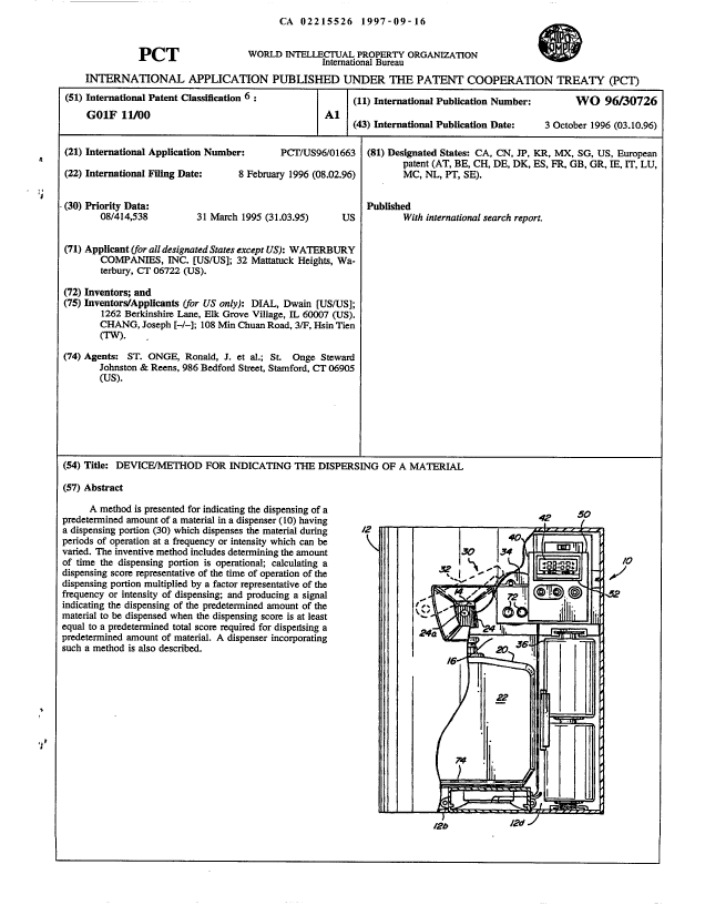Canadian Patent Document 2215526. Abstract 19970916. Image 1 of 1