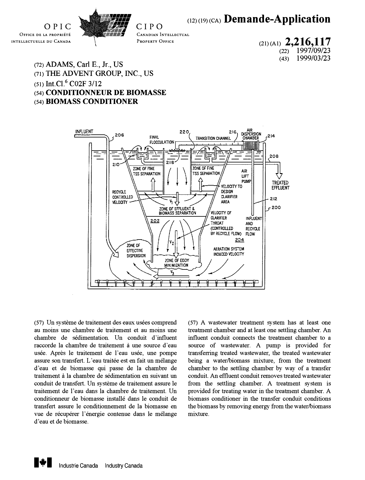Canadian Patent Document 2216117. Cover Page 19990331. Image 1 of 1