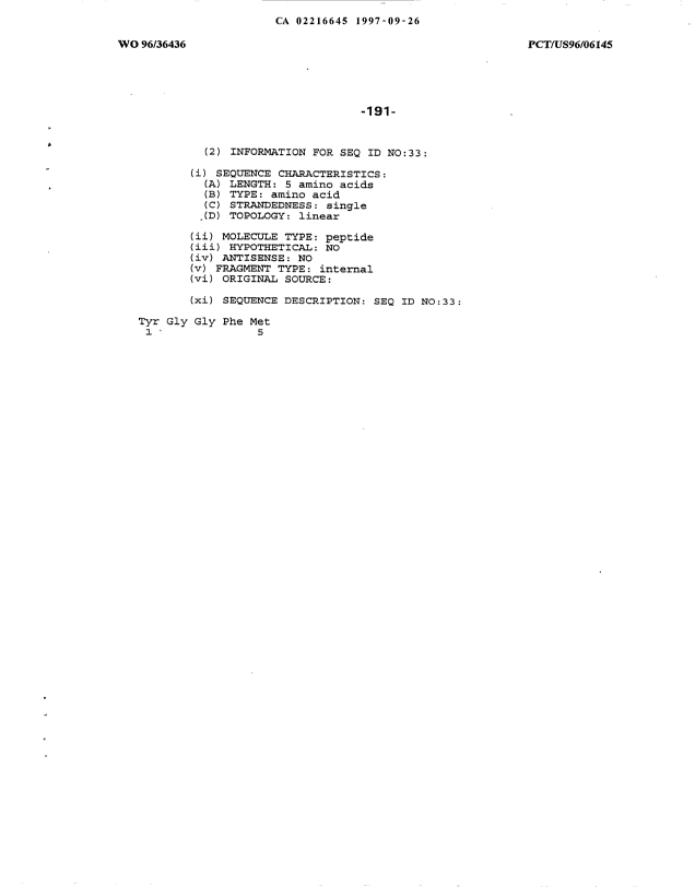 Canadian Patent Document 2216645. Description 20010420. Image 193 of 193