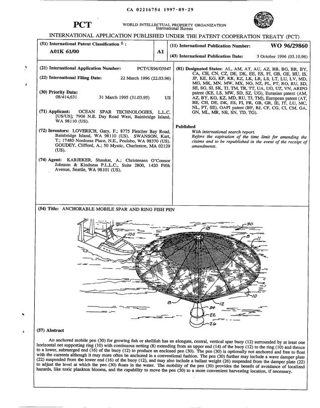 Canadian Patent Document 2216754. Abstract 19970929. Image 1 of 1