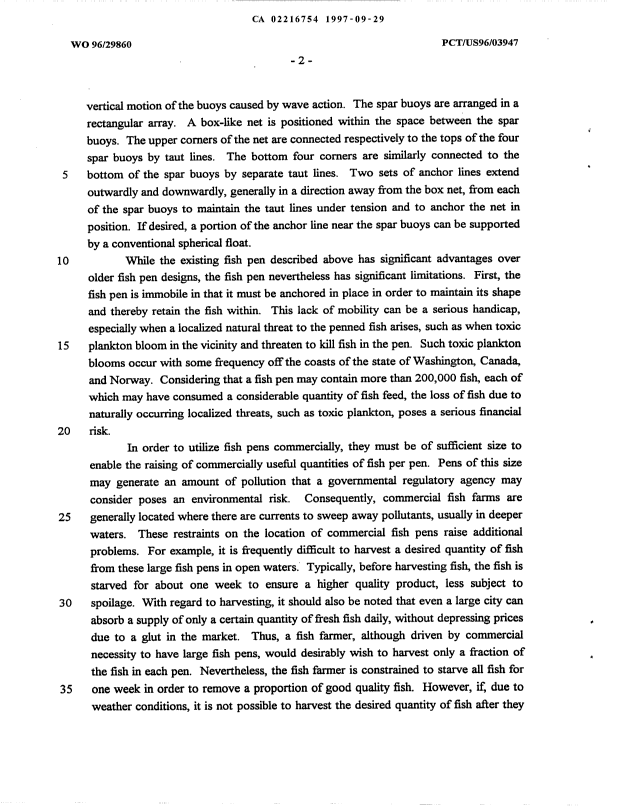 Canadian Patent Document 2216754. Description 19970929. Image 2 of 15