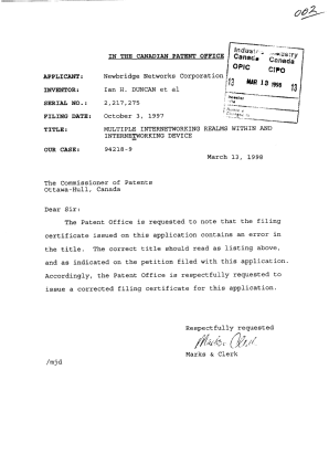 Canadian Patent Document 2217275. Correspondence 19971213. Image 1 of 1