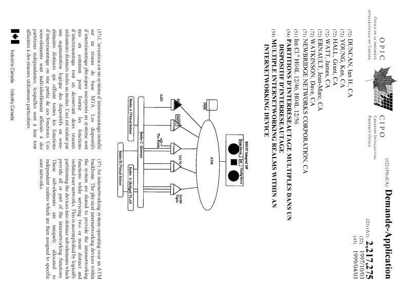 Canadian Patent Document 2217275. Cover Page 19981222. Image 1 of 1