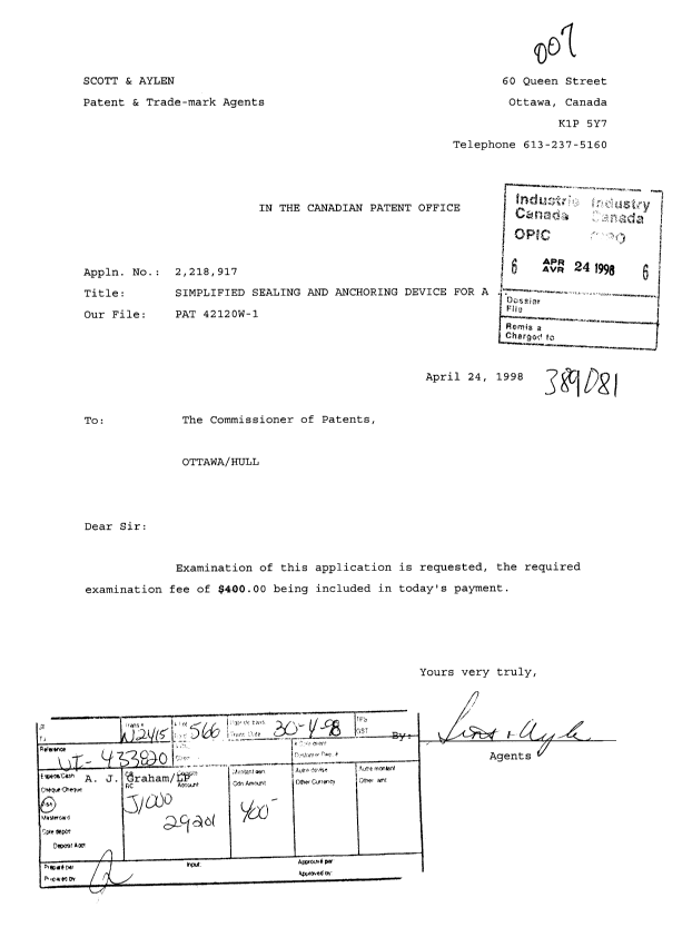 Canadian Patent Document 2218917. Prosecution-Amendment 19971224. Image 1 of 1