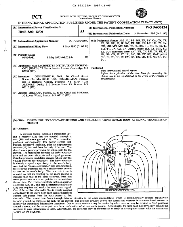 Document de brevet canadien 2220294. Abrégé 19971105. Image 1 de 1