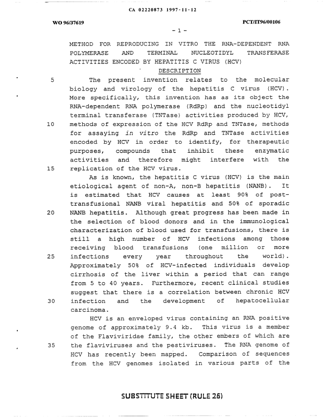 Document de brevet canadien 2220873. Description 19991015. Image 1 de 41