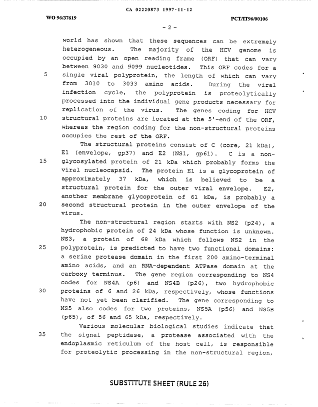 Canadian Patent Document 2220873. Description 20000802. Image 2 of 41