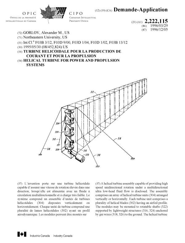 Canadian Patent Document 2222115. Cover Page 19971223. Image 1 of 2
