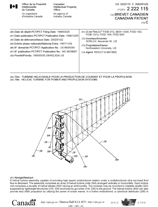 Canadian Patent Document 2222115. Cover Page 20001219. Image 1 of 2