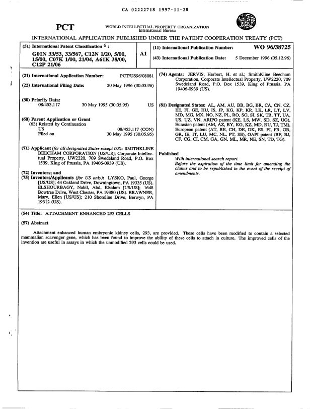 Document de brevet canadien 2222718. Abrégé 19971128. Image 1 de 1