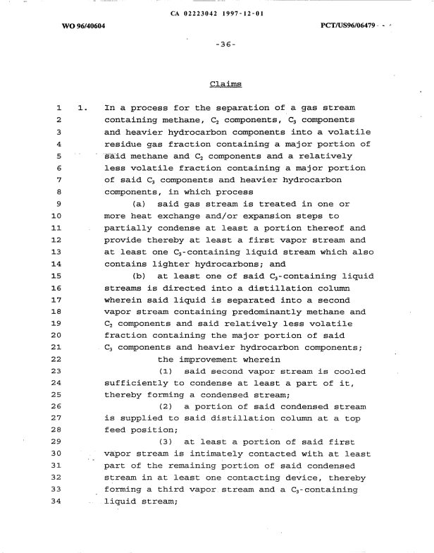 Document de brevet canadien 2223042. Revendications 19971201. Image 1 de 12