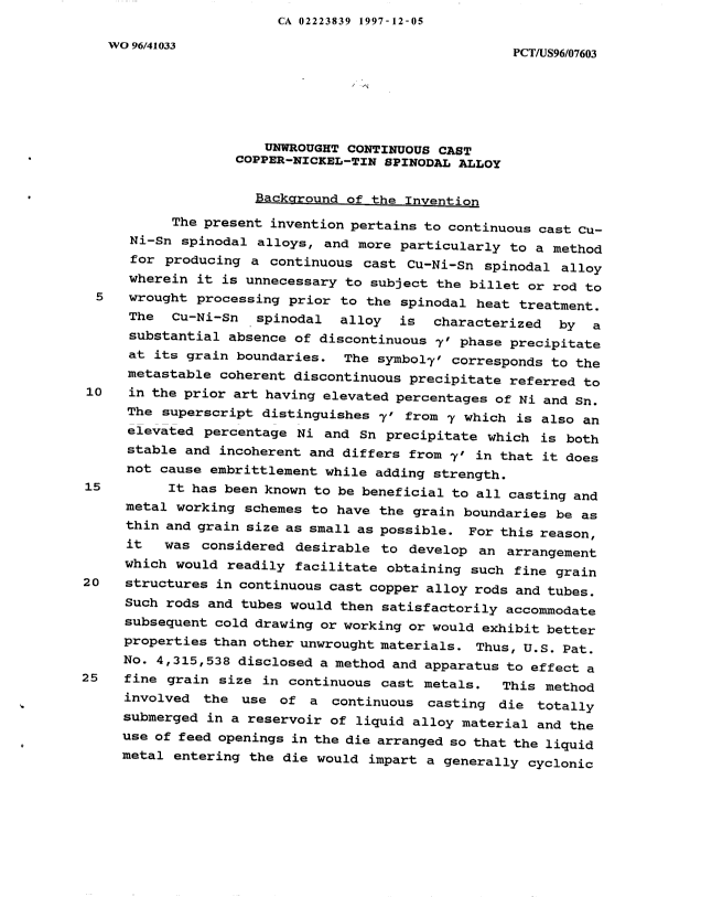 Canadian Patent Document 2223839. Description 19971205. Image 1 of 35