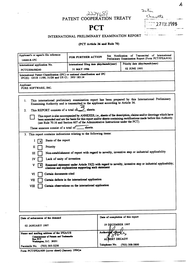 Document de brevet canadien 2224689. PCT 19980227. Image 1 de 3