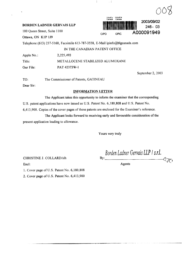 Canadian Patent Document 2225493. Prosecution-Amendment 20021202. Image 1 of 1
