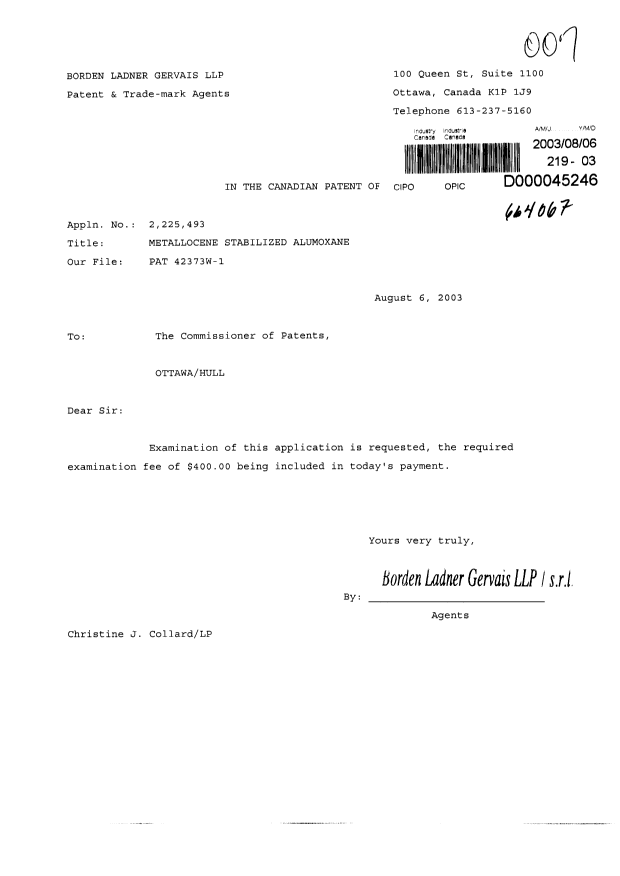 Canadian Patent Document 2225493. Prosecution-Amendment 20021206. Image 1 of 1