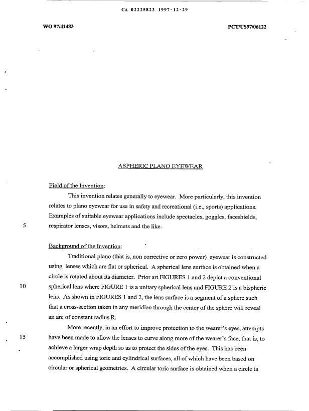 Canadian Patent Document 2225823. Description 19971229. Image 1 of 19