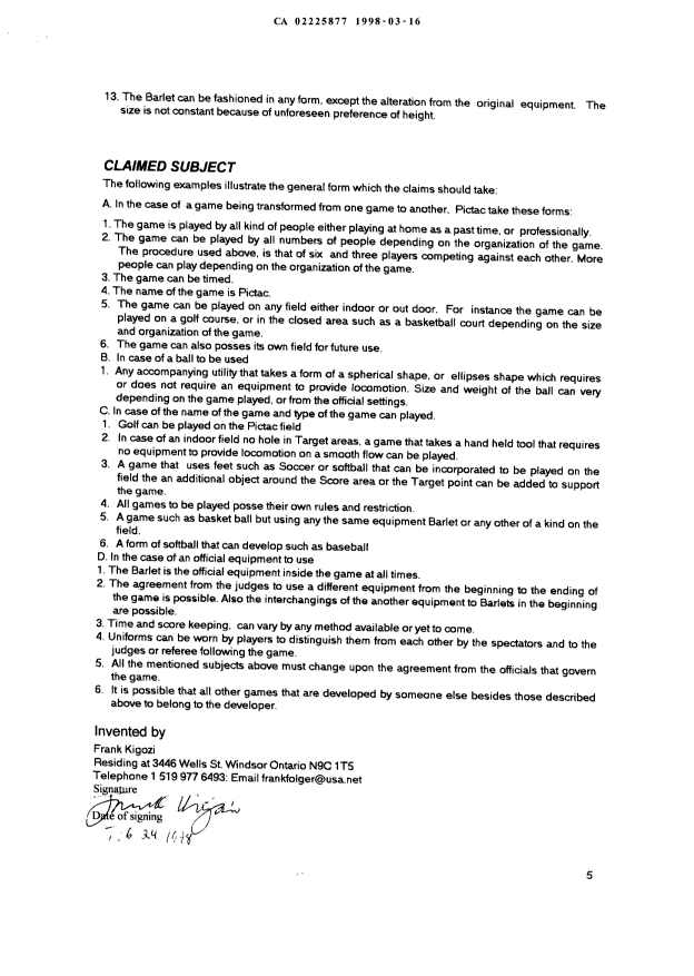 Document de brevet canadien 2225877. Revendications 19980316. Image 1 de 1