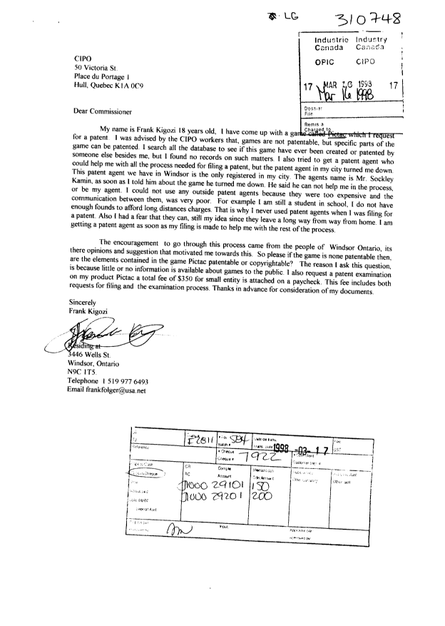 Document de brevet canadien 2225877. Cession 19980316. Image 1 de 2