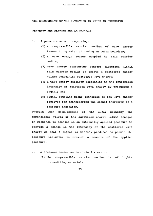 Document de brevet canadien 2226137. Revendications 20031227. Image 1 de 12
