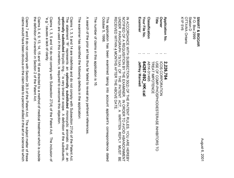 Document de brevet canadien 2226784. Poursuite-Amendment 20001206. Image 1 de 2
