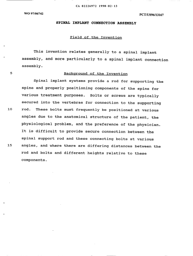 Canadian Patent Document 2226972. Description 19980213. Image 1 of 16