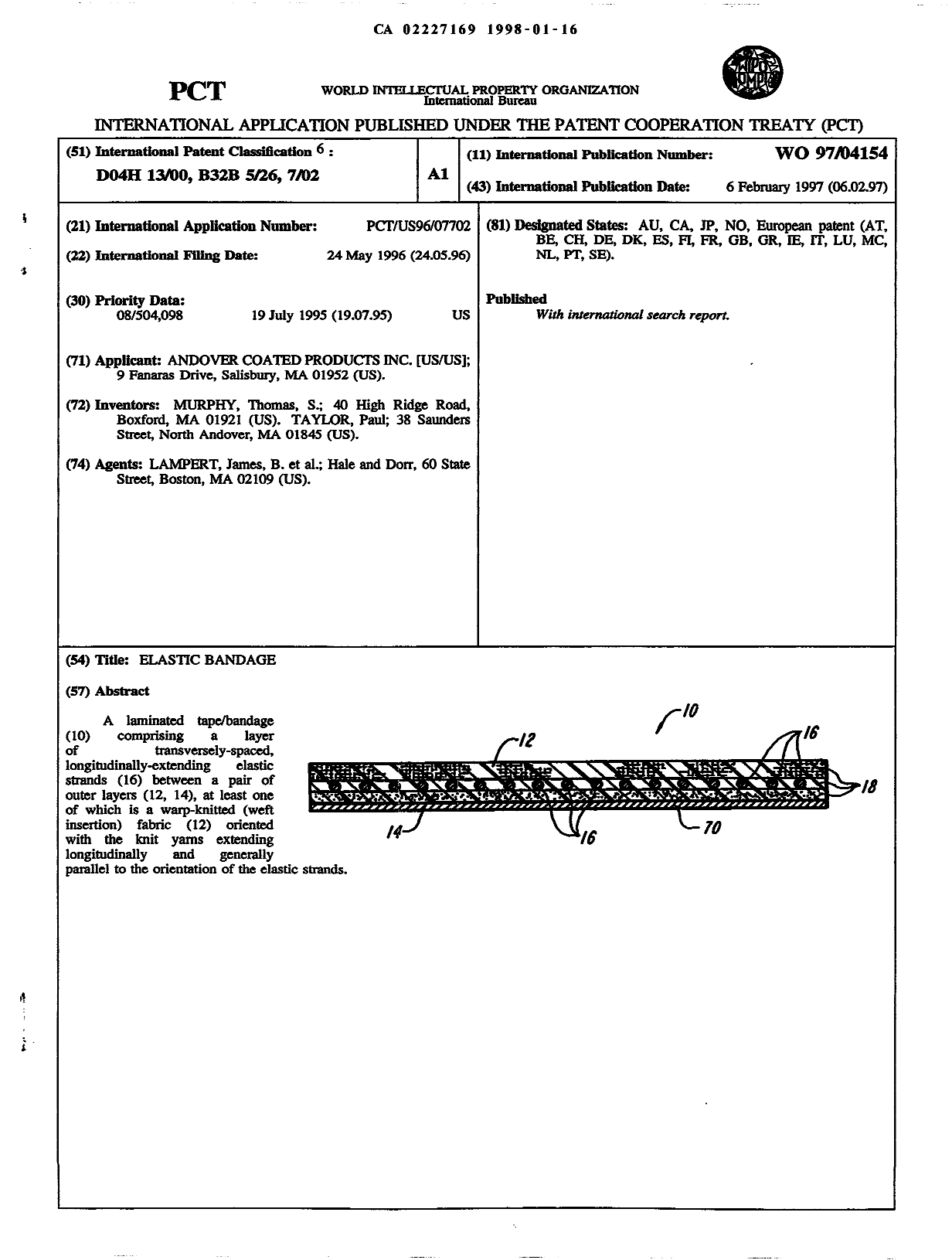 Document de brevet canadien 2227169. Abrégé 19980116. Image 1 de 1