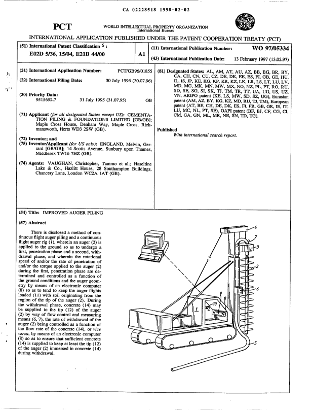 Document de brevet canadien 2228518. Abrégé 19980202. Image 1 de 1