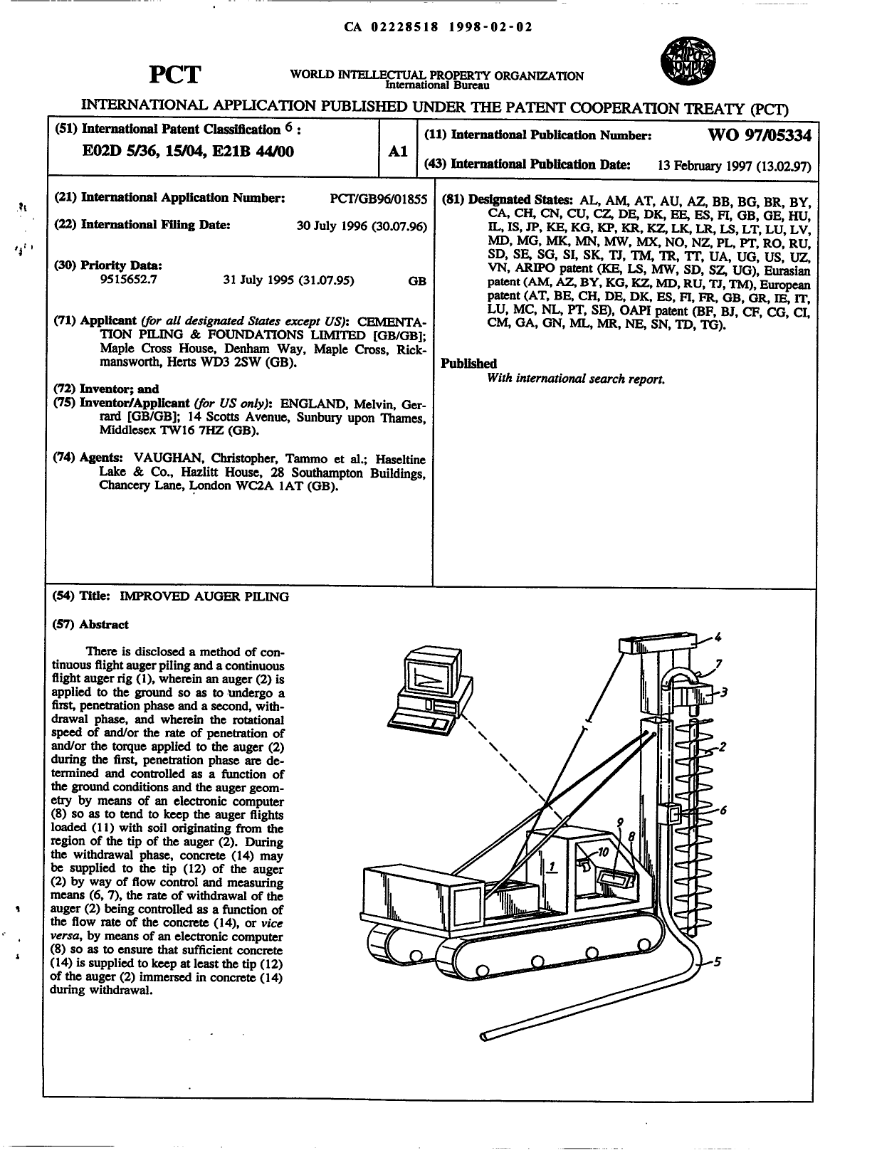 Canadian Patent Document 2228518. Abstract 19980202. Image 1 of 1