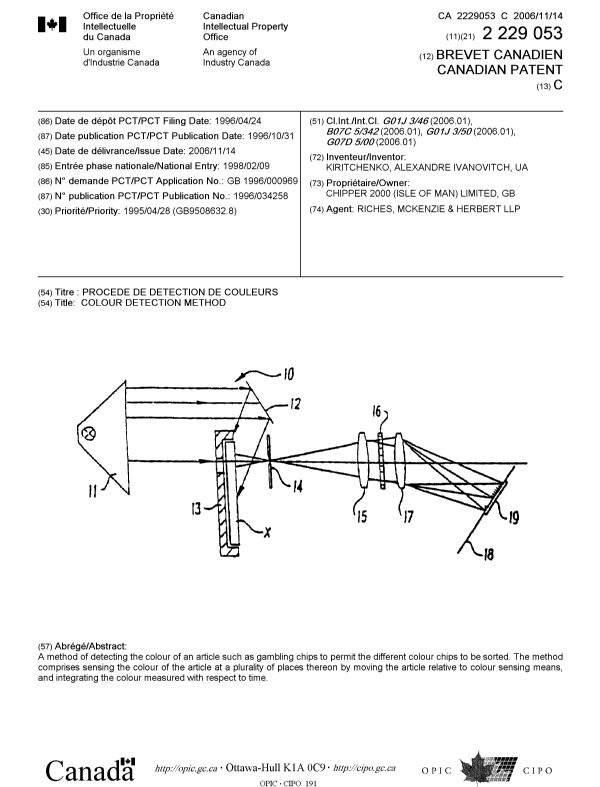 Document de brevet canadien 2229053. Page couverture 20061016. Image 1 de 1