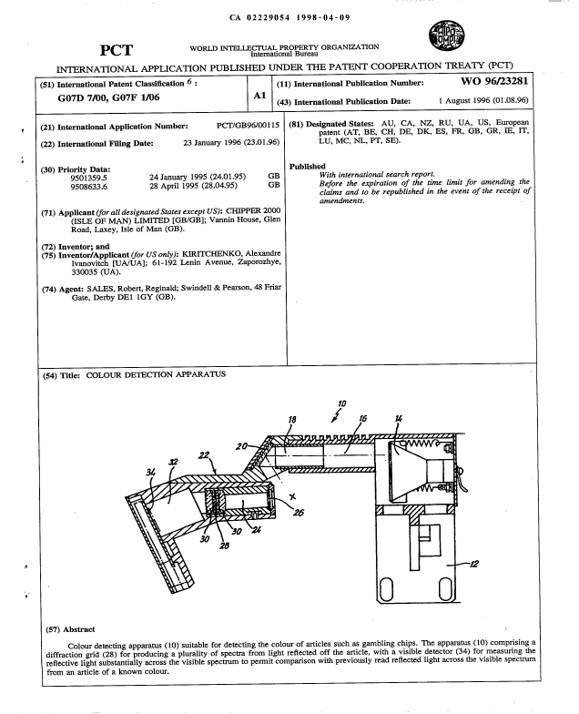 Canadian Patent Document 2229054. Abstract 19980409. Image 1 of 1