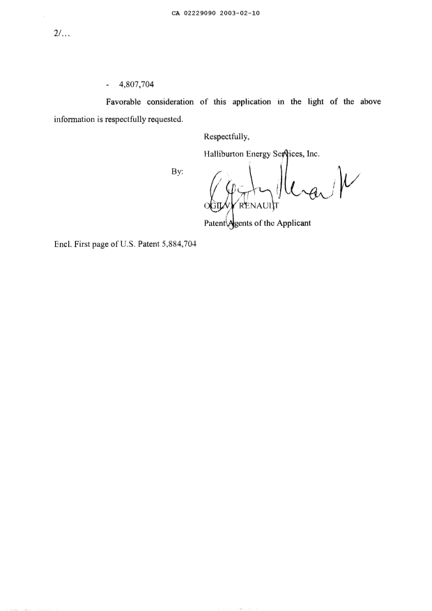 Canadian Patent Document 2229090. Prosecution-Amendment 20030210. Image 2 of 2