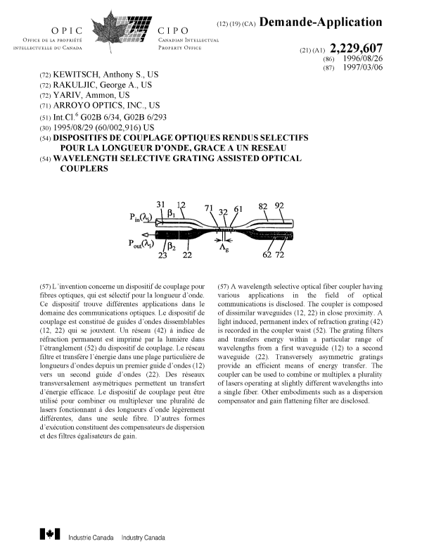Document de brevet canadien 2229607. Page couverture 19980529. Image 1 de 1