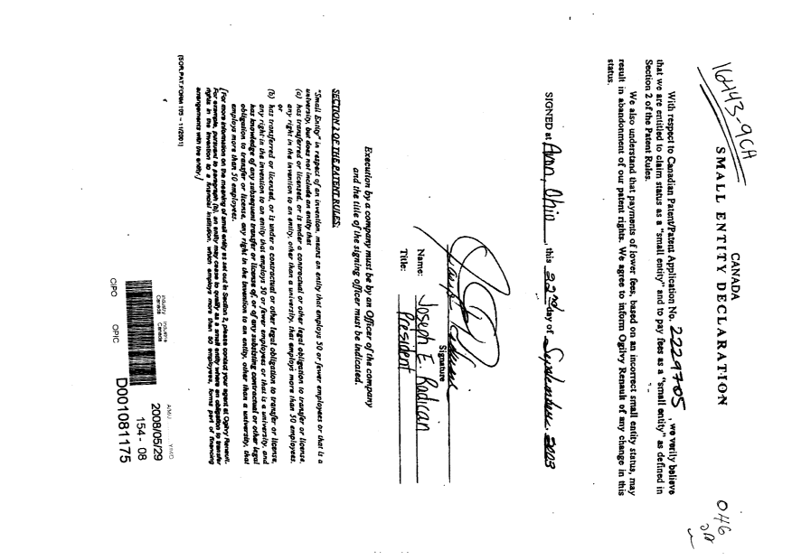 Canadian Patent Document 2229705. Correspondence 20080529. Image 1 of 1